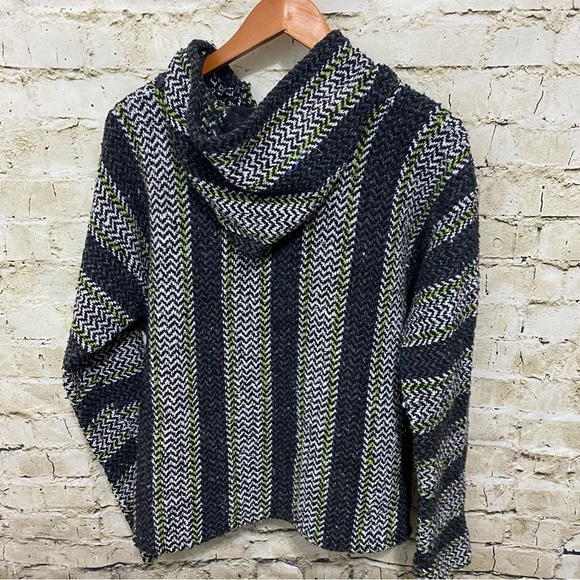 Baja Joe Hoodie Multi Striped Rasta Poncho Jamaica Hippie Boho Hipster - Picture 3 of 4